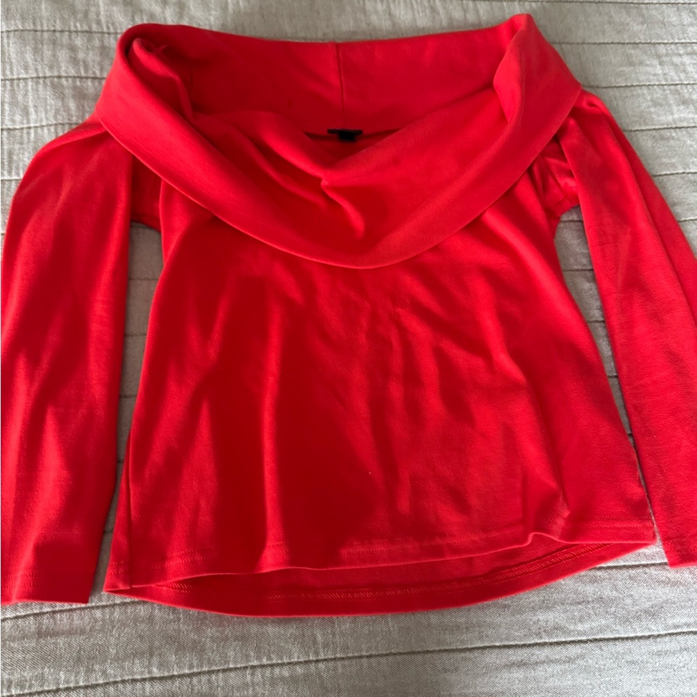 Red Off-Shoulder Long Sleeve Top